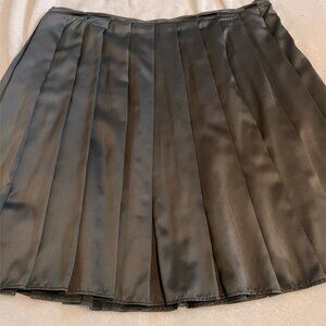 Old Navy Pleated Satin Skirt Womens 14 Dark Gray A-Line Side Zip